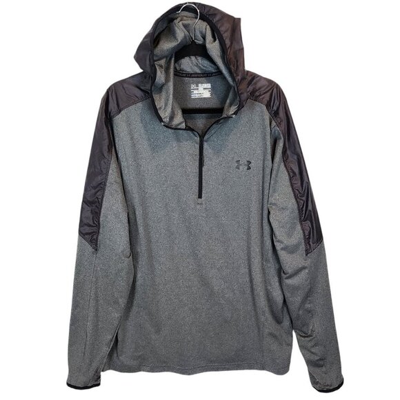 Under Armour UA‎ SuperVent Cold Gear 1/4 Zip Pullover Hoodie Grey Men's sz 2XL - Picture 3 of 10